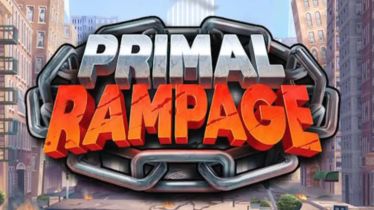 Cenário de selva densa com elementos de jogo de slot Primal Rampage
